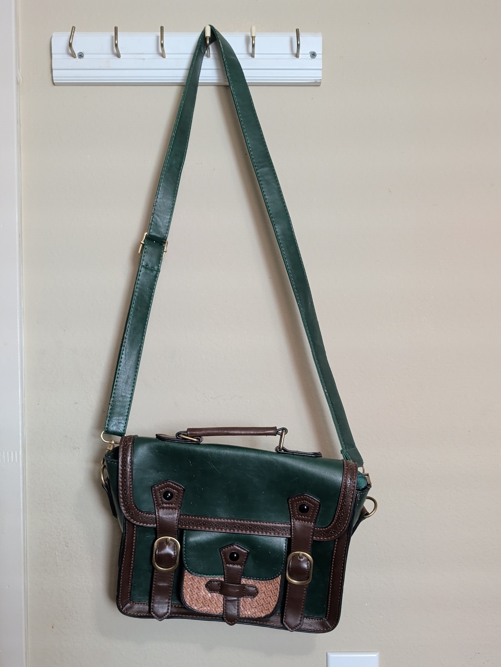 Green and Brown Messenger Bag
